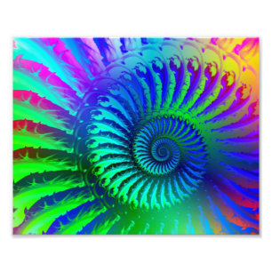 Psychedelic Fractal Blue Pattern Foto Afdruk