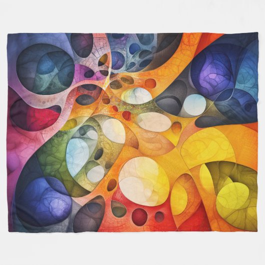 Psychedelic Fractal Pattern Fleece Deken (Voorkant (Horizontaal))