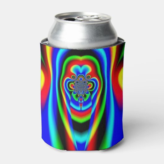 Psychedelic Fractal Rainbow Face Hippy Trippy Blikjeskoeler (Blikje Voorkant)