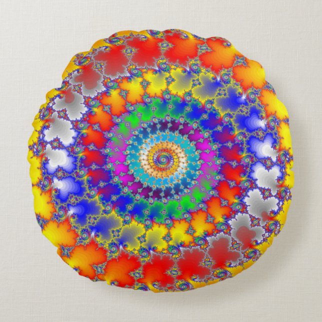Psychedelic Fractal Rond Kussen (Voorkant)