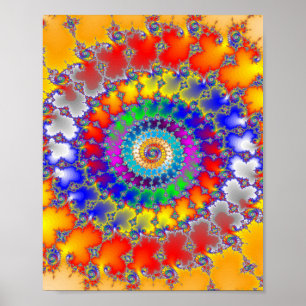 Psychedelic Fractal Spirals Poster