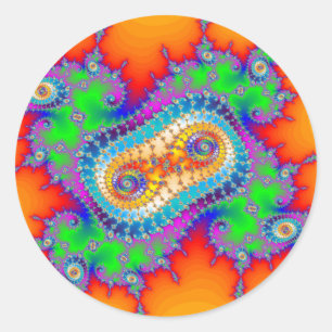 Psychedelic Fractal Spirals Ronde Sticker