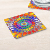 Psychedelic Fractal Vierkante Kartonnen Onderzetter (Schuin)