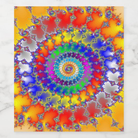 Psychedelic Fractal Wijn Etiket (Enkel label)