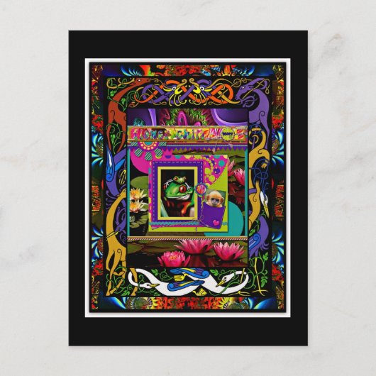 Psychedelic Frog Print With Bonus Monkey Pocket Briefkaart (Voorkant)