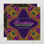 Psychedelic Fun Fabulous 40 Event Party Invitation Kaart (Voorkant / Achterkant)