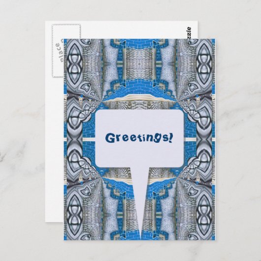 Psychedelic Fun Fractal Pattern & Text Briefkaart (Voorkant / Achterkant)