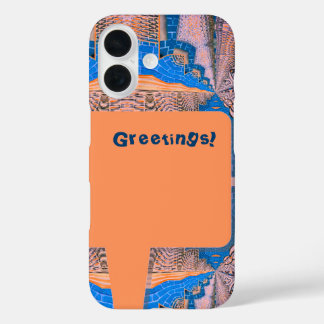 Psychedelic Fun Fractal Pattern & Text iPhone 16 Hoesje