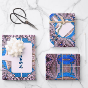 Psychedelic Fun Fractal Pattern & Text Inpakpapier Vel