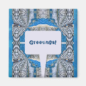 Psychedelic Fun Fractal Pattern & Text Magneet (Voorkant)