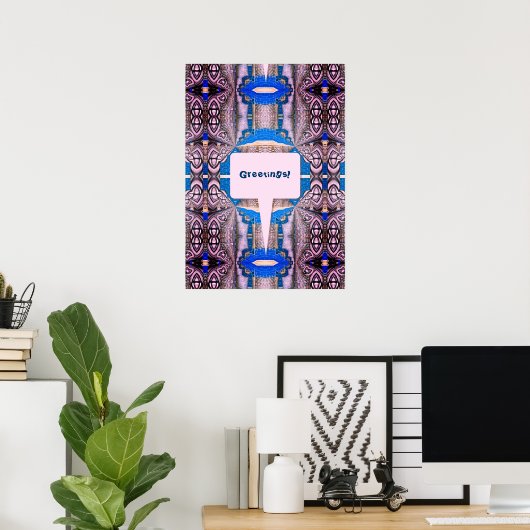Psychedelic Fun Fractal Pattern & Text Poster (Thuiskantoor)