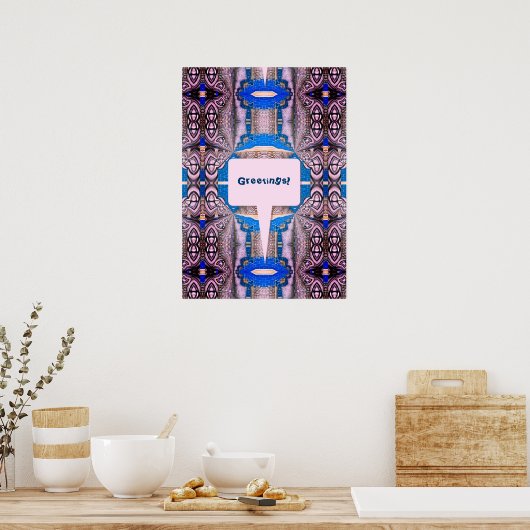 Psychedelic Fun Fractal Pattern & Text Poster (Keuken)