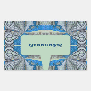 Psychedelic Fun Fractal Pattern & Text Rechthoekige Sticker