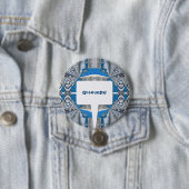 Psychedelic Fun Fractal Pattern & Text Ronde Button 7,6 Cm (In situ)