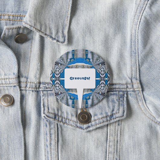 Psychedelic Fun Fractal Pattern & Text Ronde Button 7,6 Cm (In situ)