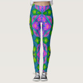 Psychedelic Fun Pink Green Leggings (Voorkant)