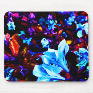 Psychedelic Garden Flowers Blue Paars Fuschia Muismat