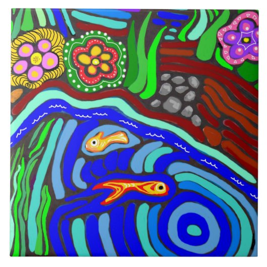 Psychedelic Garden Tile Tegeltje (Voorkant)