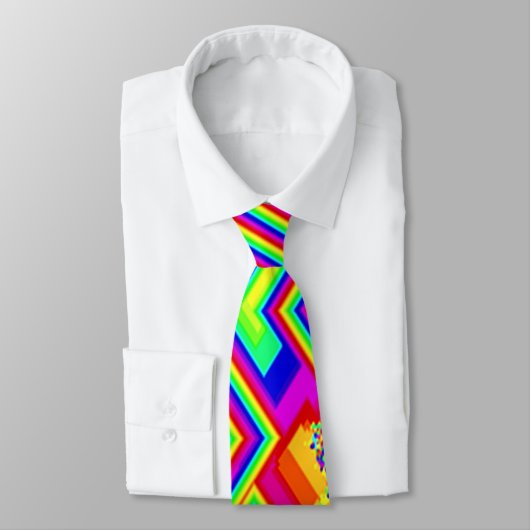 Psychedelic Geometric Collage Pattern Necktie Stropdas (Gebonden)