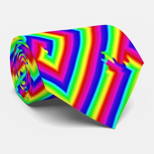 Psychedelic Geometric Collage Pattern Necktie Stropdas (Opgerold)