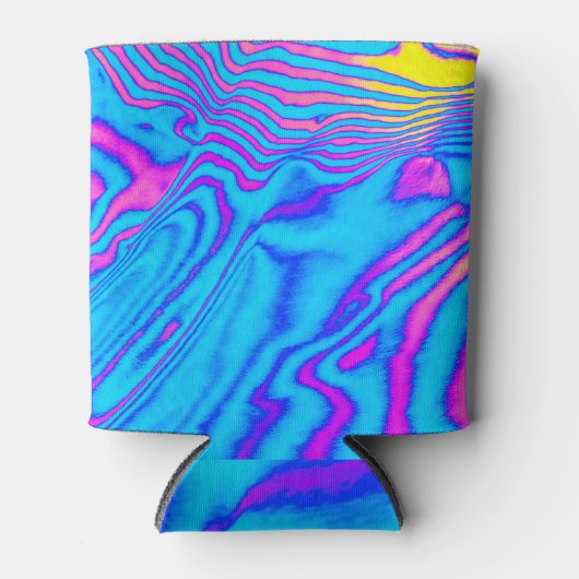 Psychedelic Gestreepte Zebra: Neon Fluorescent Bac Blikjeskoeler (Voorkant)