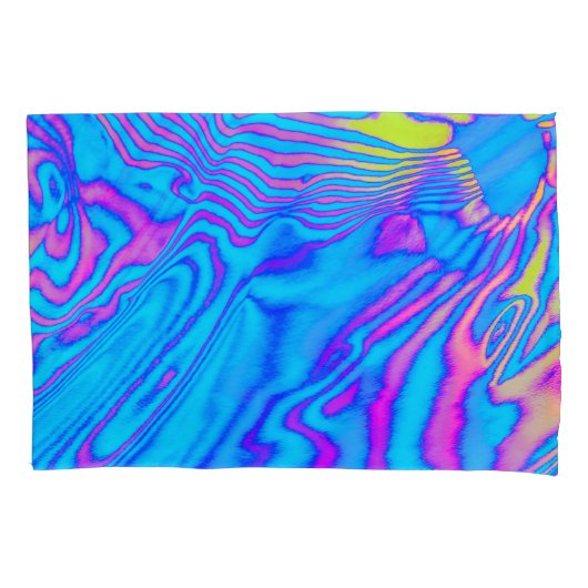 Psychedelic Gestreepte Zebra: Neon Fluorescent Bac Kussensloop (Voorkant)