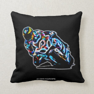 Psychedelic Ggloing Racing Bike Motorcycle Rider Kussen