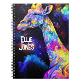 Psychedelic Giraffe editable name Notitieboek