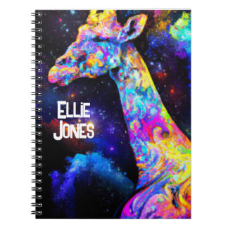 Psychedelic Giraffe editable name Notitieboek
