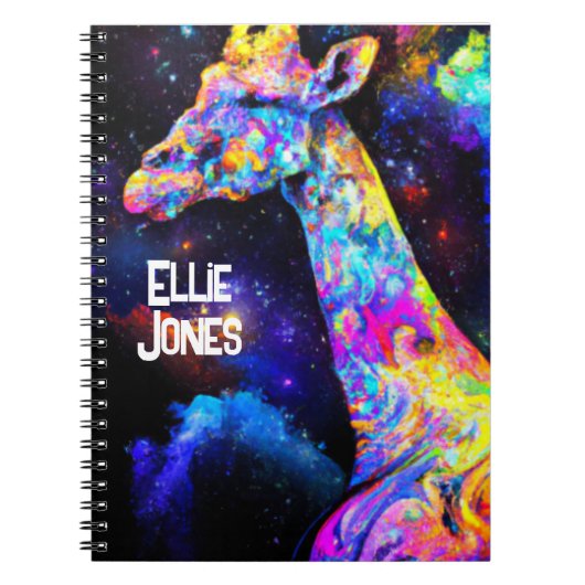 Psychedelic Giraffe editable name Notitieboek (Voorkant)