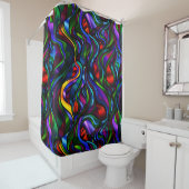 Psychedelic Glas in lood Abstract Douchegordijn (In situ)