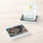 Psychedelic glass coaster glazen onderzetter (Schuin)