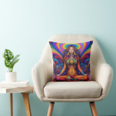 Psychedelic Goddess Rainbow Meditation Art Kussen (Stoel)