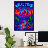 Psychedelic Grand Teton Poster (Thuiskantoor)
