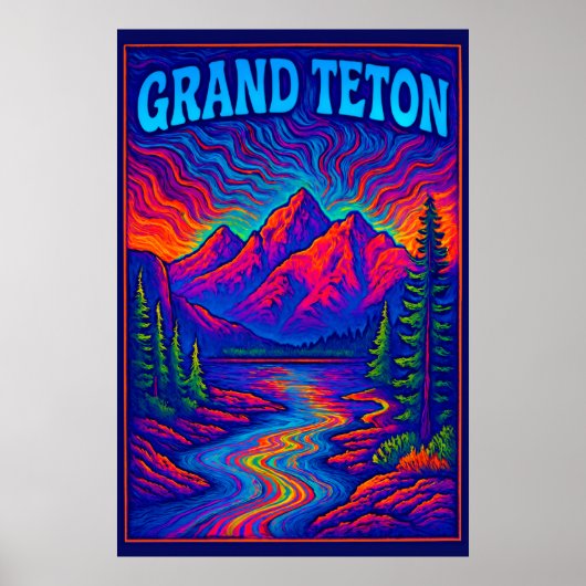 Psychedelic Grand Teton Poster (Voorkant)