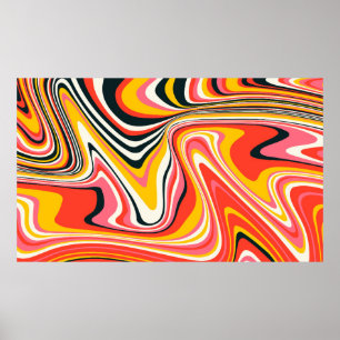 Psychedelic groovy background. Kleurrijk abstract  Poster