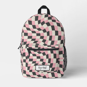 Psychedelic Groovy Checkerboard, Y2K 90s Bedrukte Rugzak