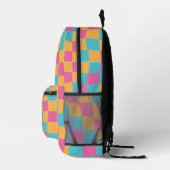 Psychedelic Groovy Checkerboard, Y2K 90s Bedrukte Rugzak (Rechts)