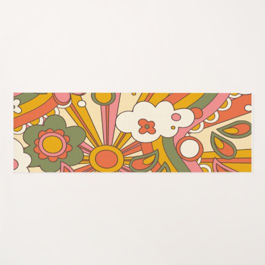 Psychedelic groovy hippy bloemen yogamat (Voorkant (horizontaal))