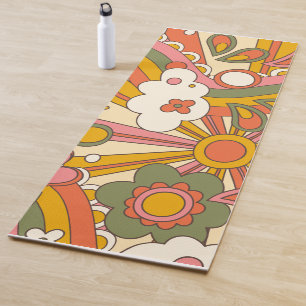 Psychedelic groovy hippy bloemen yogamat
