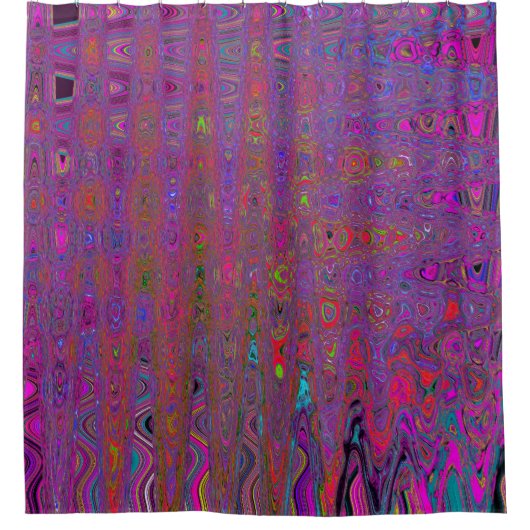 Psychedelic Groovy Magenta Retro Atomic Waves Douchegordijn (Voorkant)