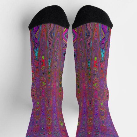Psychedelic Groovy Magenta Retro Atomic Waves Sokken (Top)