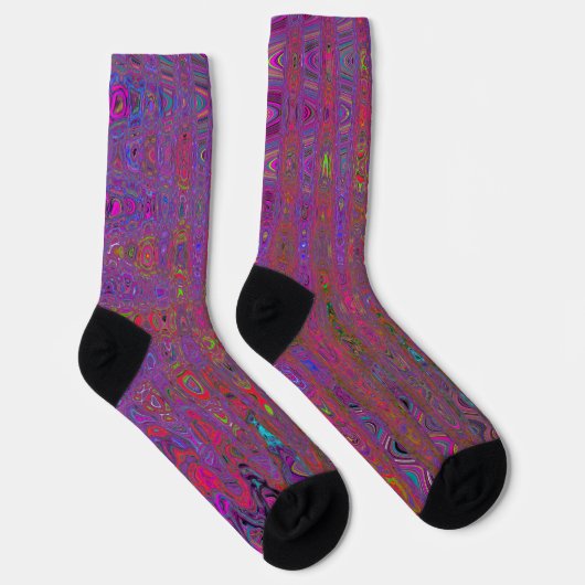 Psychedelic Groovy Magenta Retro Atomic Waves Sokken (Rechts)