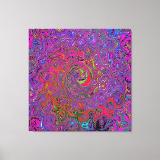 Psychedelic Groovy Magenta Retro Liquid Swirl Canvas Afdruk (Voorkant)