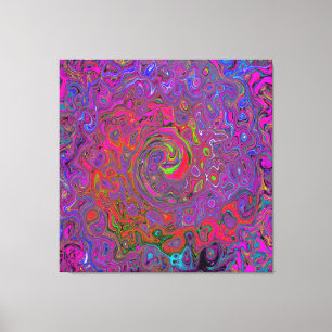 Psychedelic Groovy Magenta Retro Liquid Swirl Canvas Afdruk