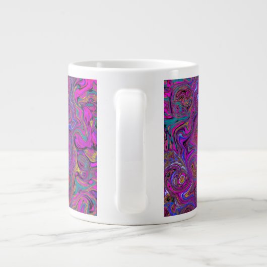 Psychedelic Groovy Magenta Retro Liquid Swirl Extra Grote Beker (Achterkant)
