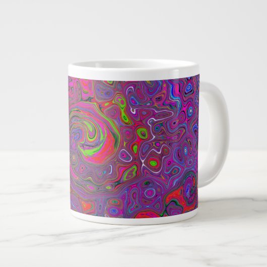 Psychedelic Groovy Magenta Retro Liquid Swirl Extra Grote Beker (Voorkant rechts)