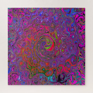 Psychedelic Groovy Magenta Retro Liquid Swirl Legpuzzel