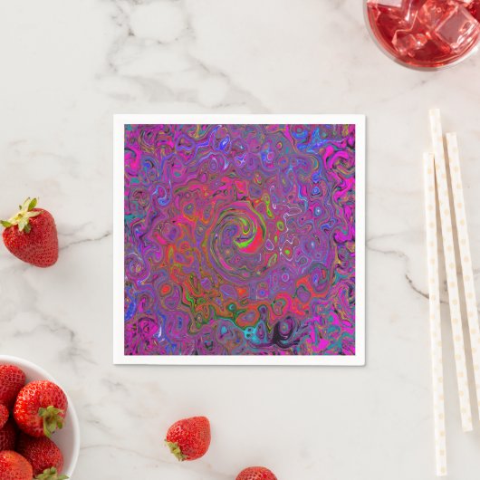 Psychedelic Groovy Magenta Retro Liquid Swirl Servet (Insitu)