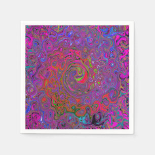 Psychedelic Groovy Magenta Retro Liquid Swirl Servet
